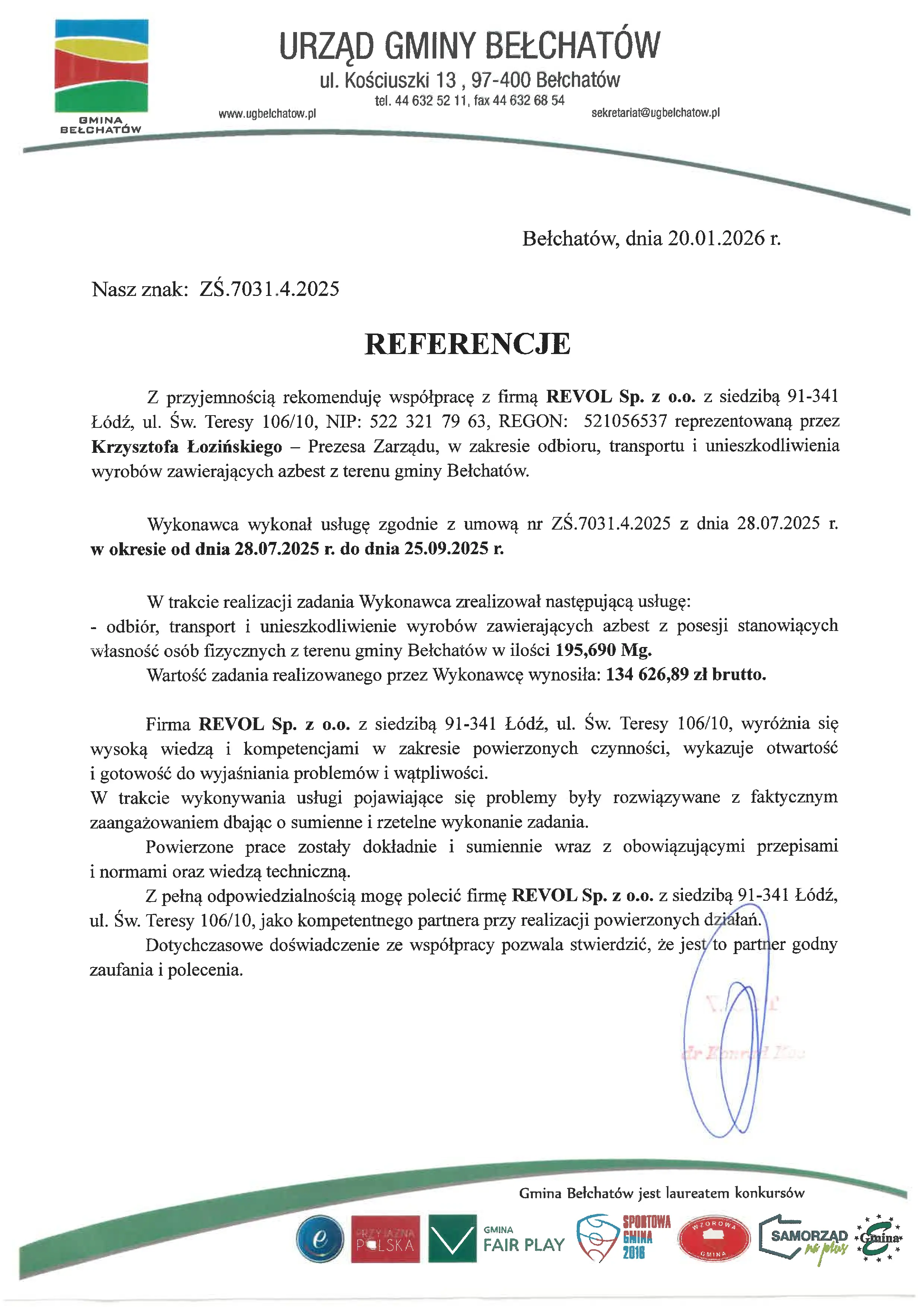 referencje firmy Revol 20.01.2026r