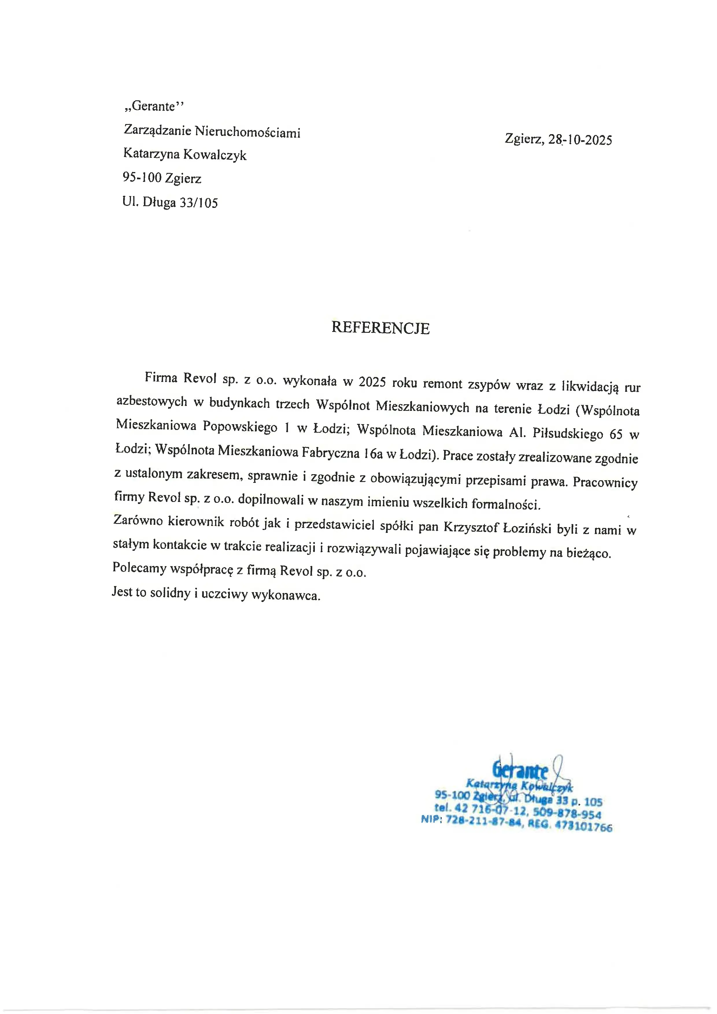 referencje firmy Revol 28.10.2025