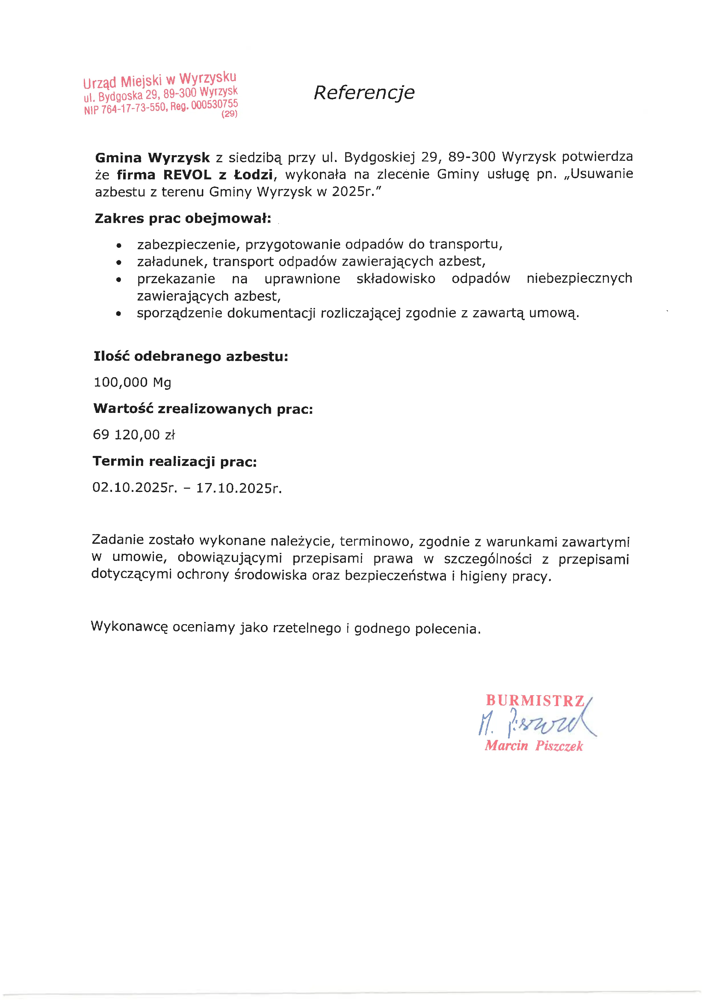 referencje firmy revol 17.10.2025