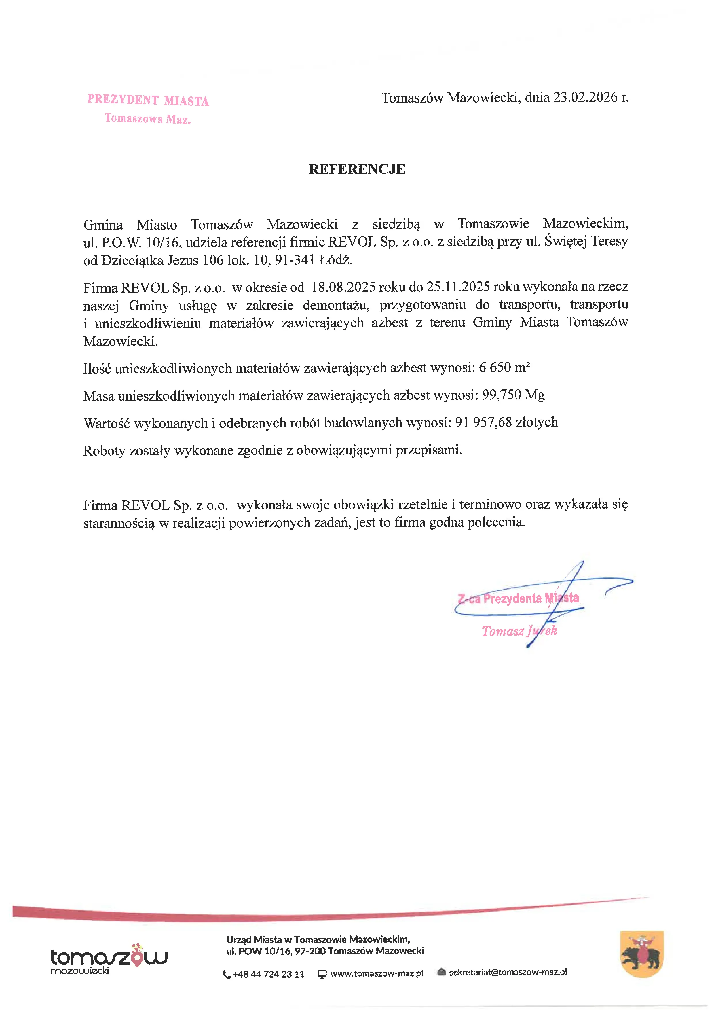 referencje firmy revol 23.02.2026r